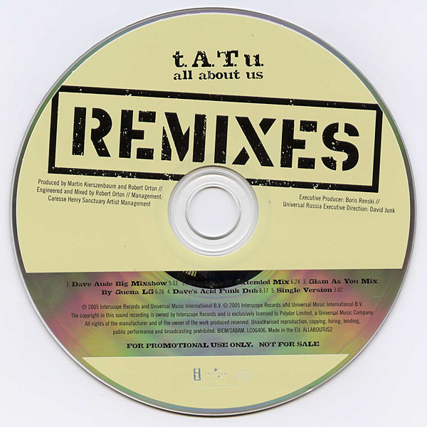 ТАТУ - All About Us - The Remixes Promo
